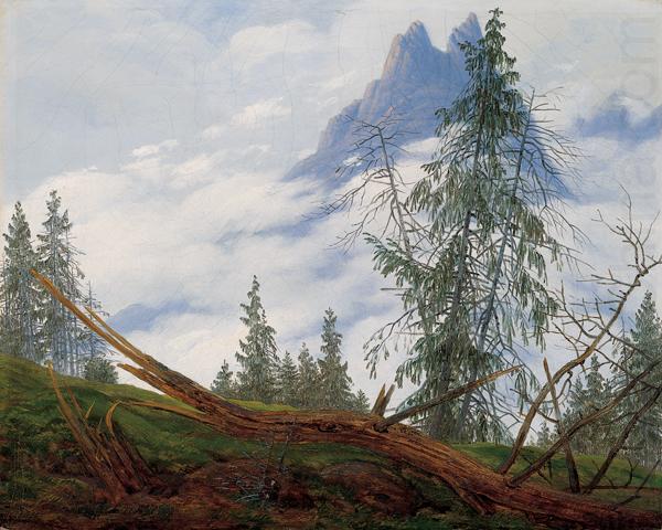 Mountain Peak with Drifting Clouds, Caspar David Friedrich